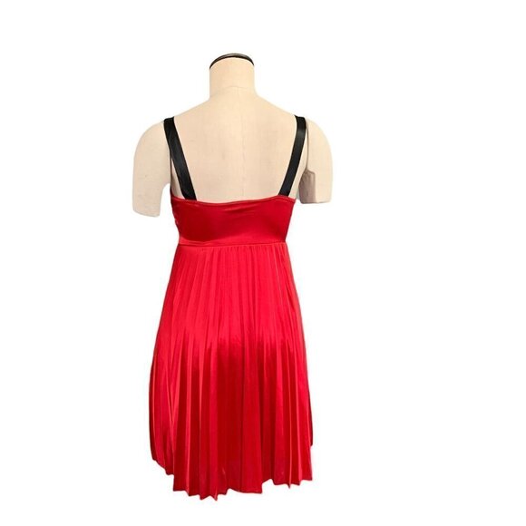 VTG Jodi Kristopher Pleated Cocktail Party Dress Sz S Red & Black 188C - Picture 5 of 7